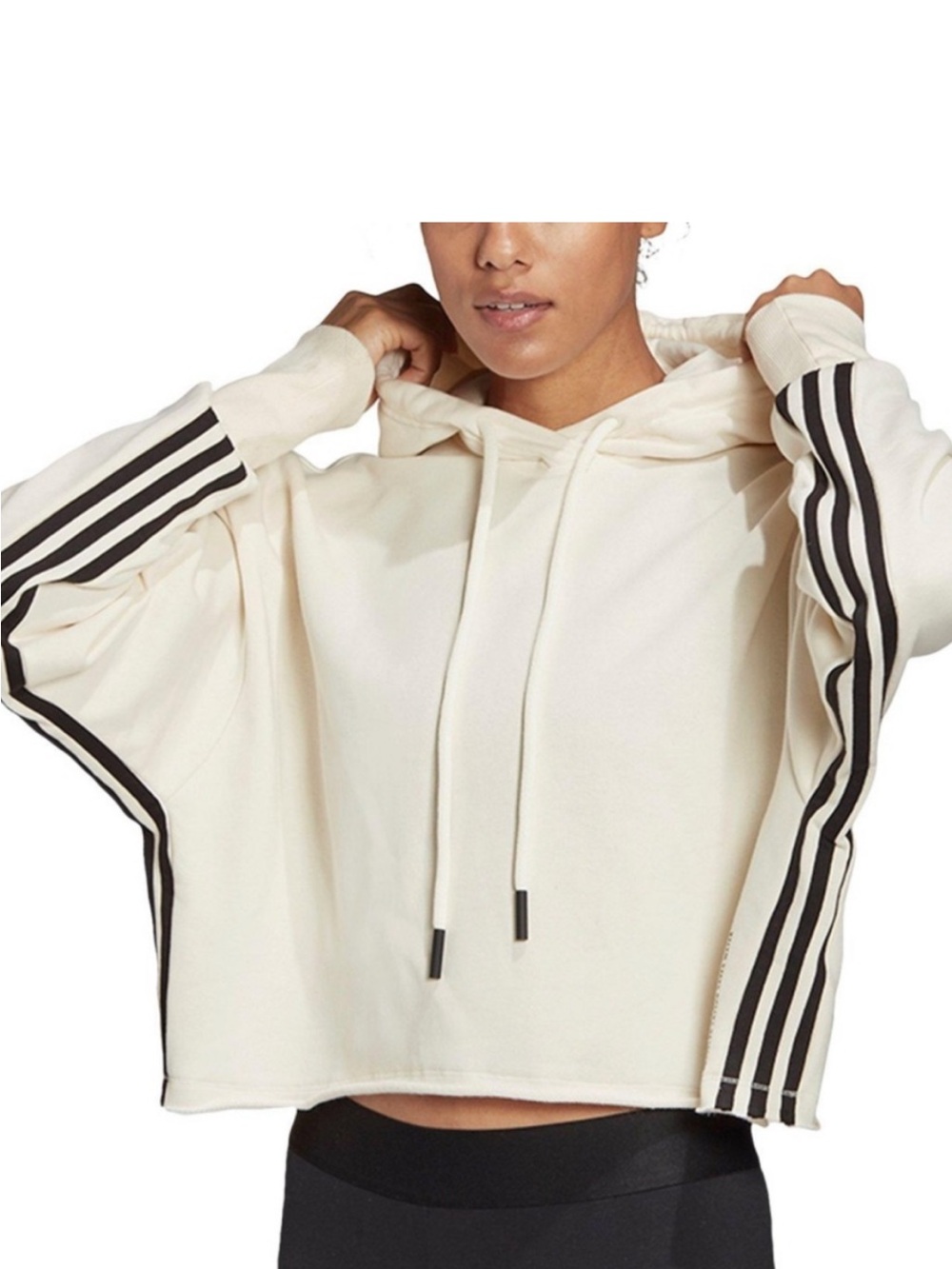 Women’s adidas Cream Hoodie with Black Logo Tag
